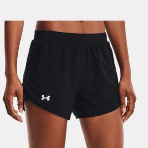 Women’s UA Fly-by 2.0 Shorts 3.5 inseam, built in brief, reflective logo